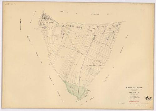 MARCOUSSIS. - Plan révisé pour 1939 : plans du tableau d'assemblage ; plan révisé pour 1939, à jour pour 1976 : plan du tableau d'assemblage ; plan révisé pour 1939, à jour pour 1980 (3ème, 4ème édition) : plans des sections A, B dite du Grand parc, C dit