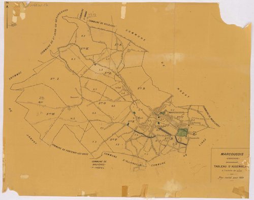 MARCOUSSIS. - Plan révisé pour 1939 : plans du tableau d'assemblage ; plan révisé pour 1939, à jour pour 1976 : plan du tableau d'assemblage ; plan révisé pour 1939, à jour pour 1980 (3ème, 4ème édition) : plans des sections A, B dite du Grand parc, C dit