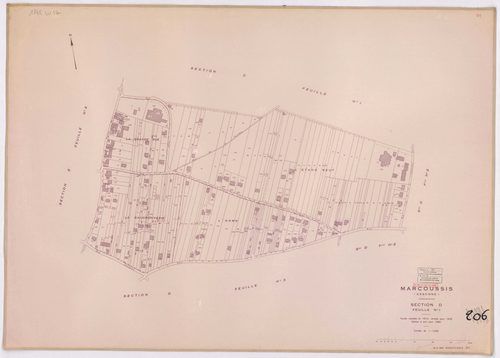 MARCOUSSIS. - Plan révisé pour 1939 : plans du tableau d'assemblage ; plan révisé pour 1939, à jour pour 1976 : plan du tableau d'assemblage ; plan révisé pour 1939, à jour pour 1980 (3ème, 4ème édition) : plans des sections A, B dite du Grand parc, C dit