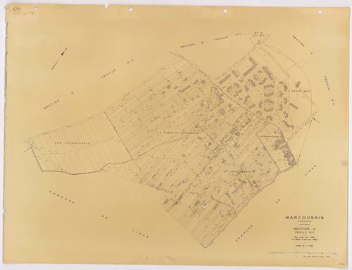 MARCOUSSIS. - Plan révisé pour 1939 : plans du tableau d'assemblage ; plan révisé pour 1939, à jour pour 1976 : plan du tableau d'assemblage ; plan révisé pour 1939, à jour pour 1980 (3ème, 4ème édition) : plans des sections A, B dite du Grand parc, C dit