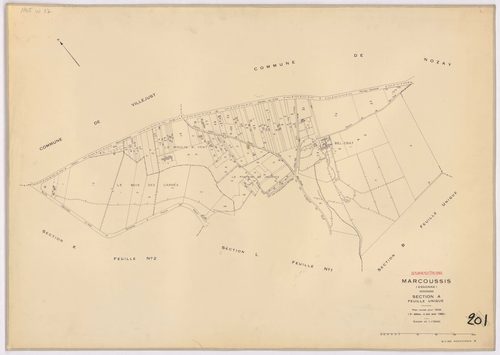 MARCOUSSIS. - Plan révisé pour 1939 : plans du tableau d'assemblage ; plan révisé pour 1939, à jour pour 1976 : plan du tableau d'assemblage ; plan révisé pour 1939, à jour pour 1980 (3ème, 4ème édition) : plans des sections A, B dite du Grand parc, C dit