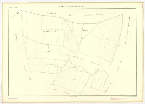 Plans minutes de conservation : MAROLLES-EN-BEAUCE : tableau d'assemblage, ech. 1/5000 (1953), section X2, ech. 1/2000 (1953), section Z2, ech. 1/1000 (1953), sections X1, Y1, Y2, Z1, ech. 1/2000 (1953-2007), NB, papier, 105x80 [7 plans]. 
