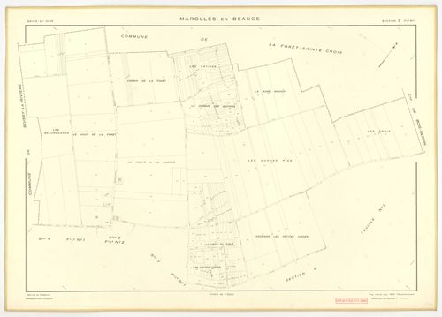 Plans minutes de conservation : MAROLLES-EN-BEAUCE : tableau d'assemblage, ech. 1/5000 (1953), section X2, ech. 1/2000 (1953), section Z2, ech. 1/1000 (1953), sections X1, Y1, Y2, Z1, ech. 1/2000 (1953-2007), NB, papier, 105x80 [7 plans]. 