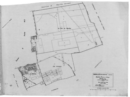 MAROLLES-EN-HUREPOIX. - Cadastre révisé pour 1940 : plan du tableau d'assemblage, plans de la section A la Marinière, section B le Village 1ère feuille, idem 2ème feuille, section C le Moulin à Vent 1ère feuille, idem 2ème feuille, section D les Graviers 