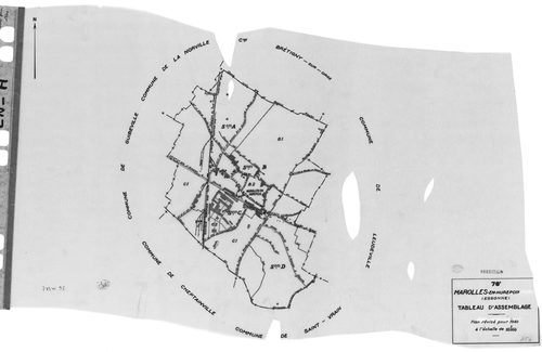 MAROLLES-EN-HUREPOIX. - Cadastre révisé pour 1940 : plan du tableau d'assemblage, plans de la section A la Marinière, section B le Village 1ère feuille, idem 2ème feuille, section C le Moulin à Vent 1ère feuille, idem 2ème feuille, section D les Graviers 