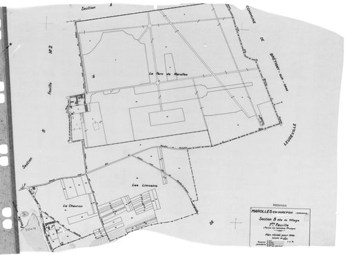 MAROLLES-EN-HUREPOIX. - Cadastre révisé pour 1940 : plan du tableau d'assemblage, plans de la section A la Marinière, section B le Village 1ère feuille, idem 2ème feuille, section C le Moulin à Vent 1ère feuille, idem 2ème feuille, section D les Graviers 