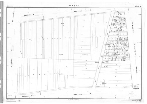 MASSY.- Cadastre révisé pour 1955 : plan du tableau d'assemblage, plans de la section A, section B, section C, section D, section E, section H, section I, section K, section L, section M, section N, section O, section P, section R, section S, section T, s