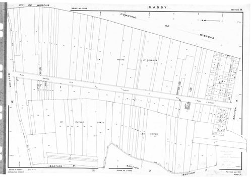 MASSY.- Cadastre révisé pour 1955 : plan du tableau d'assemblage, plans de la section A, section B, section C, section D, section E, section H, section I, section K, section L, section M, section N, section O, section P, section R, section S, section T, s