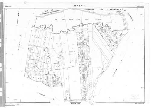 MASSY.- Cadastre révisé pour 1955 : plan du tableau d'assemblage, plans de la section A, section B, section C, section D, section E, section H, section I, section K, section L, section M, section N, section O, section P, section R, section S, section T, s