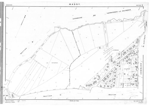 MASSY.- Cadastre révisé pour 1955 : plan du tableau d'assemblage, plans de la section A, section B, section C, section D, section E, section H, section I, section K, section L, section M, section N, section O, section P, section R, section S, section T, s