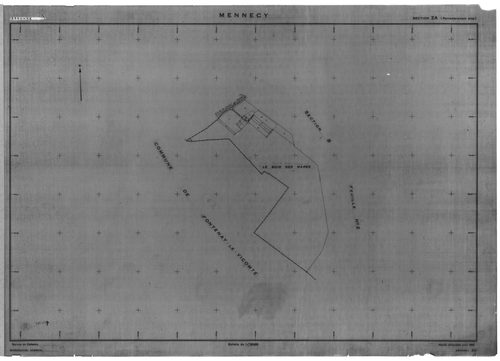 MENNECY. - Cadastre révisé pour 1936 : plans de la section A le Village 2ème feuille, idem 3ème feuille, idem 4ème feuille, section B la Verville 1ère feuille, section C le Bois Notre Dame 2ème feuille ; cadastre révisé pour 1936 renouvelé pour 1940 : pla