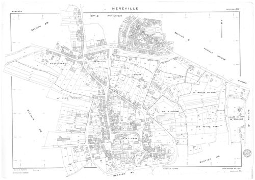MEREVILLE. - Cadastre renouvelé pour 1962 ; plans de la section AI, section AK, [2 plans]. 