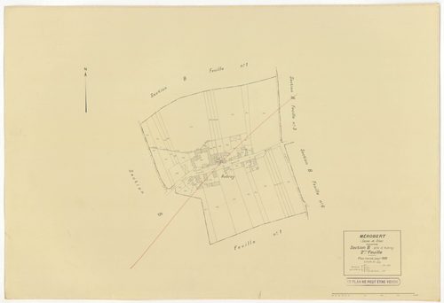 Plans minutes de conservation : MEROBERT : tableau d'assemblage n°1, ech. 1/10000 (1938), sections C1, B2, B3, B4, B5, B6, ech. 1/1250 (1938), sections A1, A2, C2, B1, ech. 1/2500 (1938) ; tableau d'assemblage n°2, ech. 1/10000 (1938-1957), sections A1, B