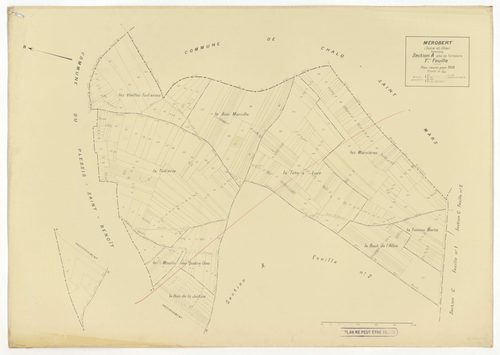 Plans minutes de conservation : MEROBERT : tableau d'assemblage n°1, ech. 1/10000 (1938), sections C1, B2, B3, B4, B5, B6, ech. 1/1250 (1938), sections A1, A2, C2, B1, ech. 1/2500 (1938) ; tableau d'assemblage n°2, ech. 1/10000 (1938-1957), sections A1, B