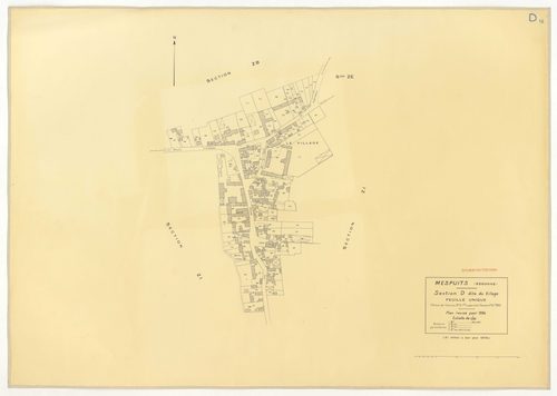 Plans minutes de conservation : MESPUITS : tableau d'assemblage, ech. 1/10000 (1934), sections A1, A2, B, C, ech. 1/2500 (1934) ; section D1, ech. 1/2500 (1934-1940) ; section D, ech. 1/1250 (1934-1978) ; sections ZA, ZB, ZC, ZD, ZE, ZF, ZH, ZI, ZK, ech. 