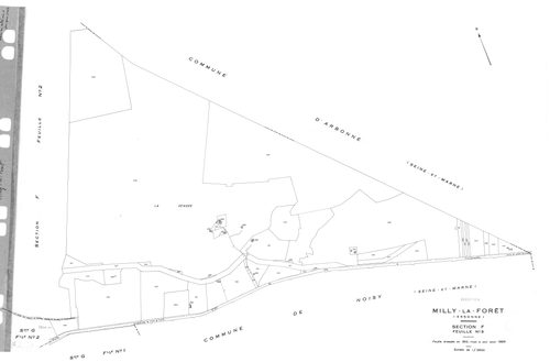 MILLY-LA-FORET. - Cadastre de 1815 mis à jour pour 1969 : plans de la section F 1ère feuille, idem 2ème feuille, idem 3ème feuille ; cadastre renouvelé pour 1953 : plans de la section Y, section Z ; cadastre renouvelé pour 1969 : plans de la section AD, s