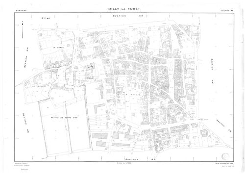 MILLY-LA-FORET. - Cadastre de 1815 mis à jour pour 1969 : plans de la section F 1ère feuille, idem 2ème feuille, idem 3ème feuille ; cadastre renouvelé pour 1953 : plans de la section Y, section Z ; cadastre renouvelé pour 1969 : plans de la section AD, s