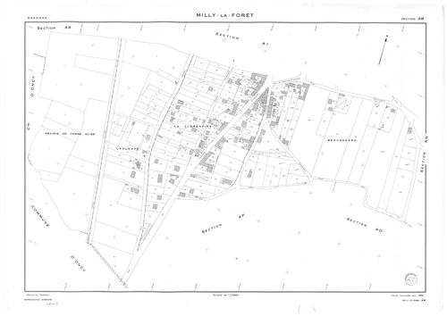 MILLY-LA-FORET. - Cadastre de 1815 mis à jour pour 1969 : plans de la section F 1ère feuille, idem 2ème feuille, idem 3ème feuille ; cadastre renouvelé pour 1953 : plans de la section Y, section Z ; cadastre renouvelé pour 1969 : plans de la section AD, s