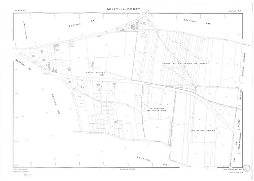 MILLY-LA-FORET. - Cadastre de 1815 mis à jour pour 1969 : plans de la section F 1ère feuille, idem 2ème feuille, idem 3ème feuille ; cadastre renouvelé pour 1953 : plans de la section Y, section Z ; cadastre renouvelé pour 1969 : plans de la section AD, s