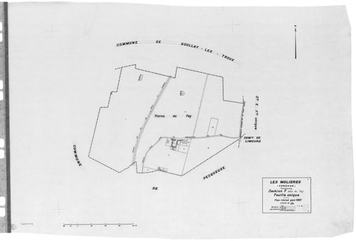 MOLIERES (LES). - Cadastre révisé pour 1937 : plans de la section A Solligny, section E Nervilliers, section F Fay, section G les Molières, section H la Cocquetière ; cadastre révisé pour 1937 mis à jour pour 1959 : plan du tableau d'assemblage ; cadastre