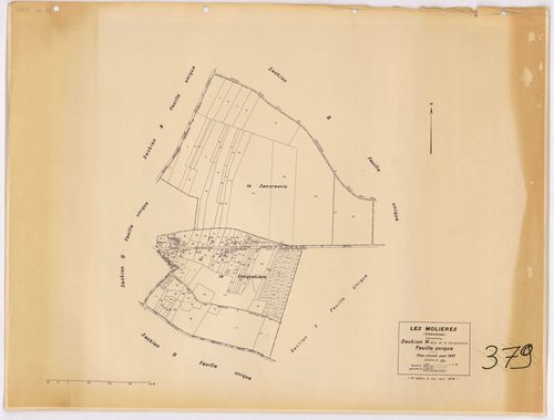 MOLIERES (LES). - Cadastre révisé pour 1937, à jour pour 1976 (2ème, 3ème édition) : plans du tableau d'assemblage, des sections A, B, C dite d'Armenon, D, E dite de Nervilliers, F, G dite des Molières et H dite de la Cocquetière ; cadastre révisé pour 19