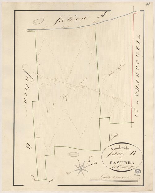MONDEVILLE. - Section B : Masures (les), 1ère feuille. 
