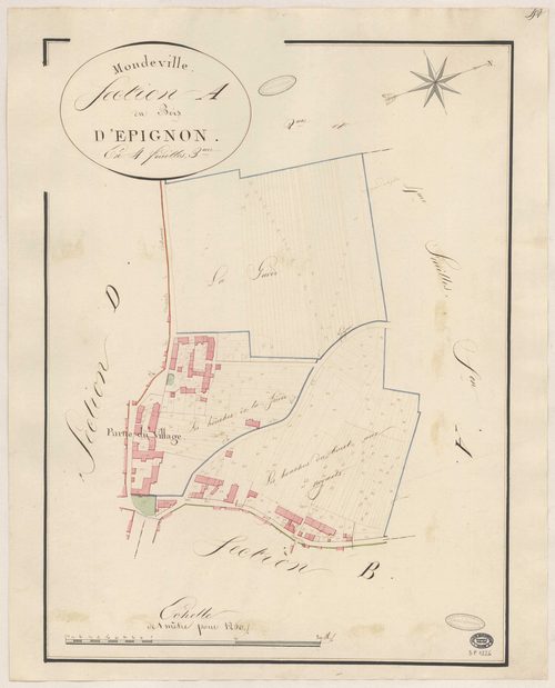 MONDEVILLE. - Section A : Bois d'Epignon (le), 3e feuille. 