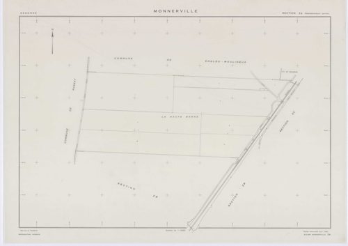 MONNERVILLE, plans minutes de conservation : tableau d'assemblage, 1951, Ech. 1/5000 ; plans des section S, 1951, Ech. 1/1000, section W, 1951, Ech. 1/2000, sections ZA, ZB, ZC, ZD, ZE, ZH, ZI, ZK, 1982, Ech. 1/2000, section ZL, 1991, Ech.1/2000. Polyeste