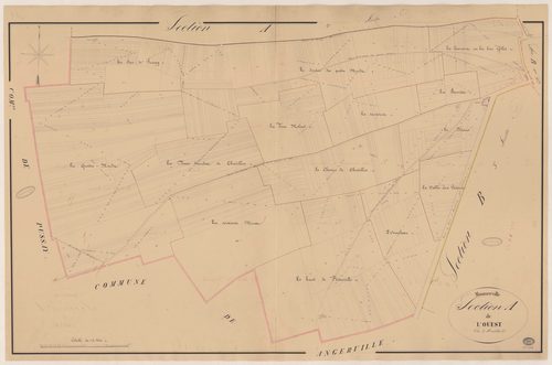 MONNERVILLE. - Section A : Ouest (l'), 3e feuille. 