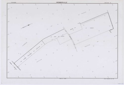 MONNERVILLE, plans minutes de conservation : tableau d'assemblage, 1951, Ech. 1/5000 ; plans des section S, 1951, Ech. 1/1000, section W, 1951, Ech. 1/2000, sections ZA, ZB, ZC, ZD, ZE, ZH, ZI, ZK, 1982, Ech. 1/2000, section ZL, 1991, Ech.1/2000. Polyeste
