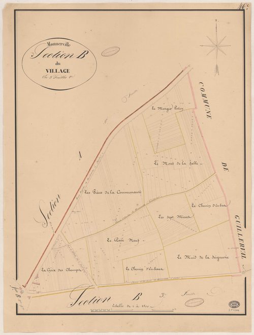MONNERVILLE. - Section B : Village (le), 2e feuille. 