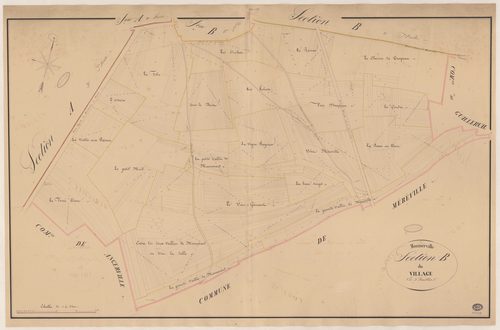MONNERVILLE. - Section B : Village (le), 3e feuille. 