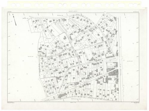 MONTLHERY, plans minutes de conservation : tableau d'assemblage,1938, Ech. 1/5000 ; plans des sections AA, AK, AL, AM, AN, 1997, Ech. 1/1000, sections AB, AC, AD, AE, AH, AI, 1999, Ech. 1/0,001. Polyester. N et B. Dim. 105 x 80 cm [12 plans]. 