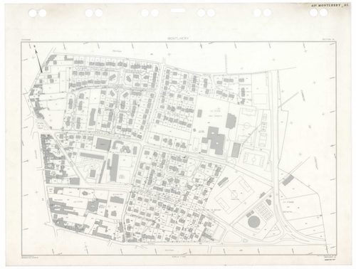 MONTLHERY, plans minutes de conservation : tableau d'assemblage,1938, Ech. 1/5000 ; plans des sections AA, AK, AL, AM, AN, 1997, Ech. 1/1000, sections AB, AC, AD, AE, AH, AI, 1999, Ech. 1/0,001. Polyester. N et B. Dim. 105 x 80 cm [12 plans]. 