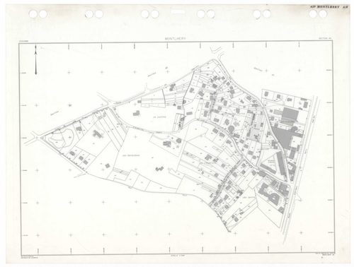 MONTLHERY, plans minutes de conservation : tableau d'assemblage,1938, Ech. 1/5000 ; plans des sections AA, AK, AL, AM, AN, 1997, Ech. 1/1000, sections AB, AC, AD, AE, AH, AI, 1999, Ech. 1/0,001. Polyester. N et B. Dim. 105 x 80 cm [12 plans]. 