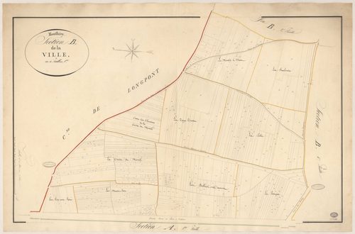 MONTLHERY. - Section B : Ville (la), 1ère feuille. 