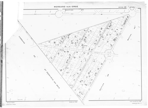 MORSANG-SUR-ORGE. - Cadastre révisé pour 1959 : plan du tableau d'assemblage ; cadastre renouvelé pour 1959 : plans de la section AB, section AC, section AD, section AE, section AH, section AI, section AK, section AL, section AM, section AN, section AO, s