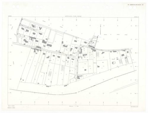 MORSANG-SUR-SEINE, plans minutes de conservation : tableau d'assemblage,1934, Ech. 1/10000 ; plans des sections A3, A5, 1934, Ech. 1/1250, sections A4, BU, 1934, Ech. 1/2500, sections AA, AC, AD, AE, AH, AI, 2001, Ech. 1/1000, section AB, 2001, Ech. 1/200