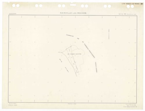 NAINVILLE-LES-ROCHES, plans minutes de conservation : tableau d'assemblage,1933, Ech. 1/10000 ; plans des sections AU, B1, CU, 1933, Ech. 1/2500, sections B2, 1933, Ech. 1/1250, sections ZA, ZB, 1962, Ech. 1/2000. Polyester. N et B. Dim. 105 x 80 cm [8 pl