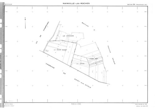 NAINVILLE-LES-ROCHES . -Cadastre révisé pour 1933 : plans de la section A le Parc, section B Camp Rémy 1ère feuille, 2ème feuille, section C les Bois ; cadastre renouvelé pour 1962 : plan de la section ZA ; cadastre renouvelé pour 1966 : plan de la sectio