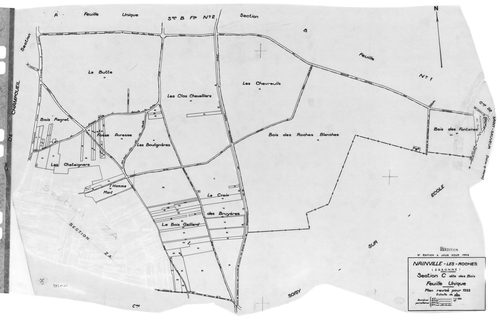 NAINVILLE-LES-ROCHES . -Cadastre révisé pour 1933 : plans de la section A le Parc, section B Camp Rémy 1ère feuille, 2ème feuille, section C les Bois ; cadastre renouvelé pour 1962 : plan de la section ZA ; cadastre renouvelé pour 1966 : plan de la sectio
