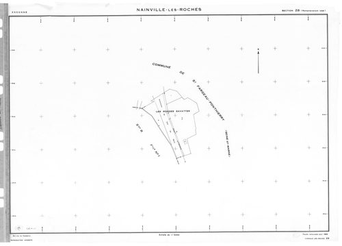 NAINVILLE-LES-ROCHES . -Cadastre révisé pour 1933 : plans de la section A le Parc, section B Camp Rémy 1ère feuille, 2ème feuille, section C les Bois ; cadastre renouvelé pour 1962 : plan de la section ZA ; cadastre renouvelé pour 1966 : plan de la sectio