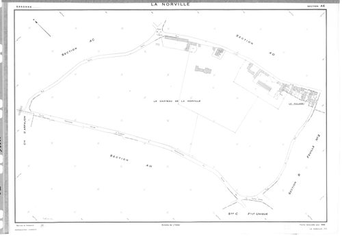 NORVILLE (LA). - Cadastre de 1820 mis à jour pour 1959 : plans de la section B 1ère feuille, idem 2ème feuille, section C ; cadastre renouvelé pour 1959 : plans de la section AB, section AC, section AD, section AE, section AH, section ZA, [9 plans]. 