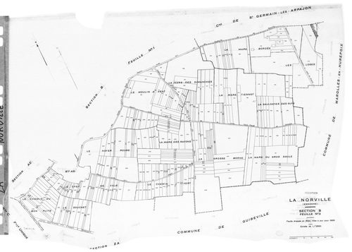 NORVILLE (LA). - Cadastre de 1820 mis à jour pour 1959 : plans de la section B 1ère feuille, idem 2ème feuille, section C ; cadastre renouvelé pour 1959 : plans de la section AB, section AC, section AD, section AE, section AH, section ZA, [9 plans]. 