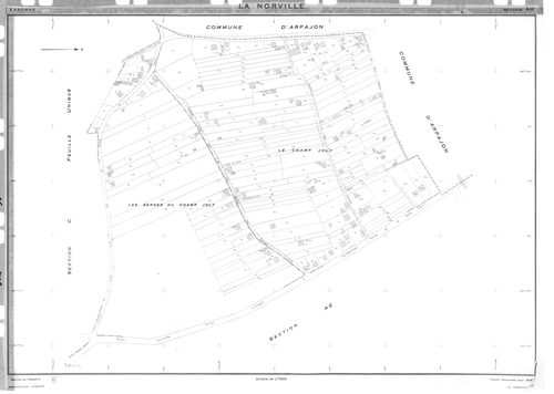NORVILLE (LA). - Cadastre de 1820 mis à jour pour 1959 : plans de la section B 1ère feuille, idem 2ème feuille, section C ; cadastre renouvelé pour 1959 : plans de la section AB, section AC, section AD, section AE, section AH, section ZA, [9 plans]. 