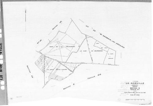 NORVILLE (LA). - Cadastre de 1820 mis à jour pour 1959 : plans de la section B 1ère feuille, idem 2ème feuille, section C ; cadastre renouvelé pour 1959 : plans de la section AB, section AC, section AD, section AE, section AH, section ZA, [9 plans]. 