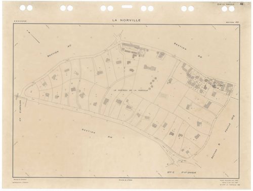 NORVILLE (LA), plans minutes de conservation : tableau d'assemblage,1959, Ech. 1/10000 ; plans des sections ZA, 1955, Ech. 1/2000, sections Cu, B1, B2, 1959, Ech. 1/2500, sections AB, AC, AD, AE, AH, 1959, Ech. 1/1000, sections AI, AK, 2005, Ech. 1/0,001.