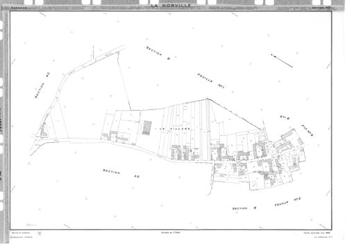 NORVILLE (LA). - Cadastre de 1820 mis à jour pour 1959 : plans de la section B 1ère feuille, idem 2ème feuille, section C ; cadastre renouvelé pour 1959 : plans de la section AB, section AC, section AD, section AE, section AH, section ZA, [9 plans]. 