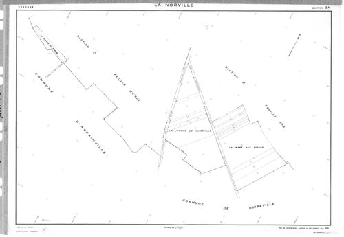 NORVILLE (LA). - Cadastre de 1820 mis à jour pour 1959 : plans de la section B 1ère feuille, idem 2ème feuille, section C ; cadastre renouvelé pour 1959 : plans de la section AB, section AC, section AD, section AE, section AH, section ZA, [9 plans]. 
