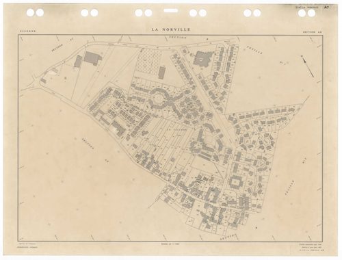 NORVILLE (LA), plans minutes de conservation : tableau d'assemblage,1959, Ech. 1/10000 ; plans des sections ZA, 1955, Ech. 1/2000, sections Cu, B1, B2, 1959, Ech. 1/2500, sections AB, AC, AD, AE, AH, 1959, Ech. 1/1000, sections AI, AK, 2005, Ech. 1/0,001.